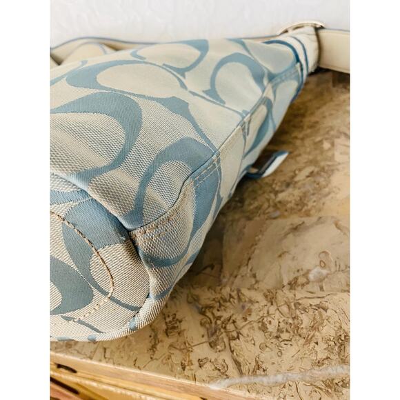 COACH F13358 Bleecker canvas blue Duffle Bucket shoulder convertible crossbody - Picture 7 of 10